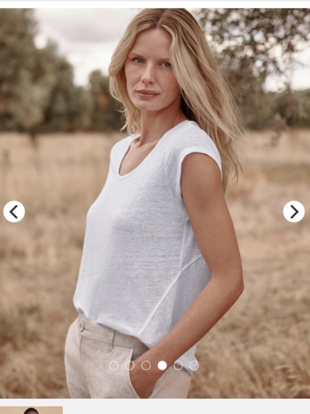 Garnet Hill Organic Linen cap- sleeve tee - Picture 8 of 9